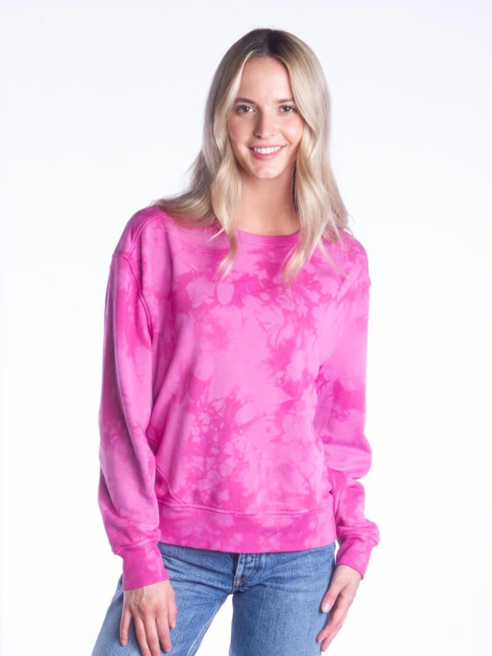 Women’s DKR Apparel Crewneck Cotton Blend Tie-Dye Sweatshirt-Pnk